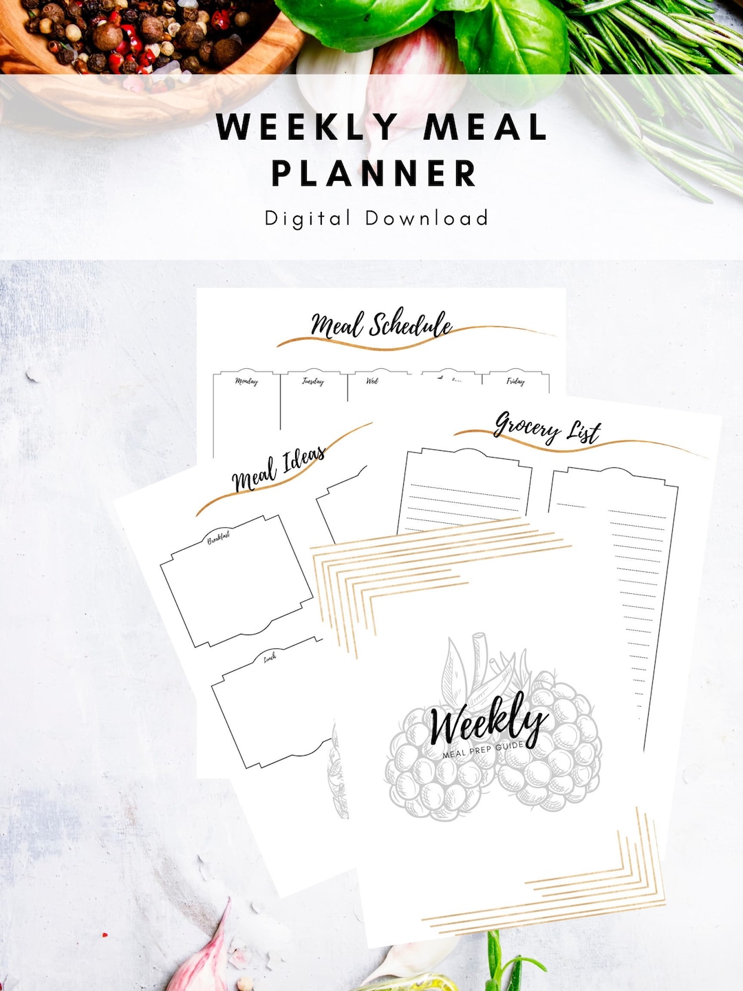 Minimalist Weekly Meal Planner Printable - Etsy