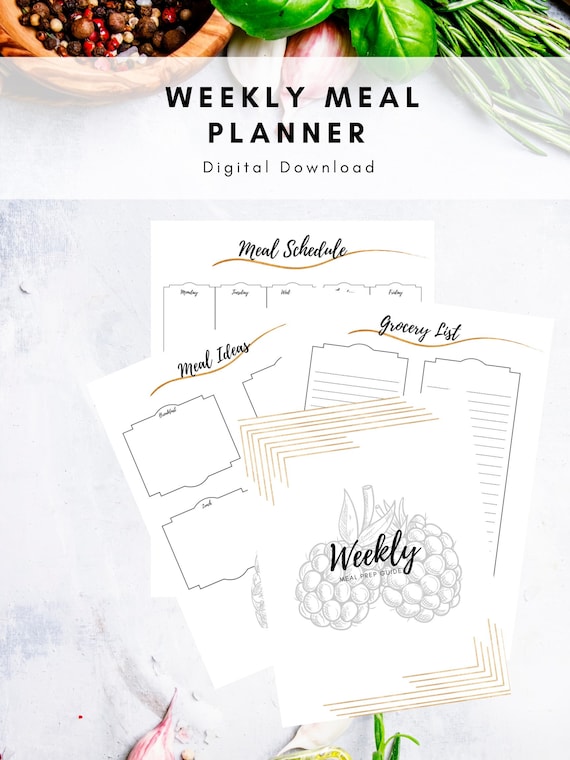 Minimalist Weekly Meal Planner Printable - Etsy