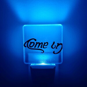 Come In Go Away Ambigram Plug In Night Light Reversible Affordable LED Lights Cheap Monogram Plug-In Night Light Gift Idea Under 20 image 2