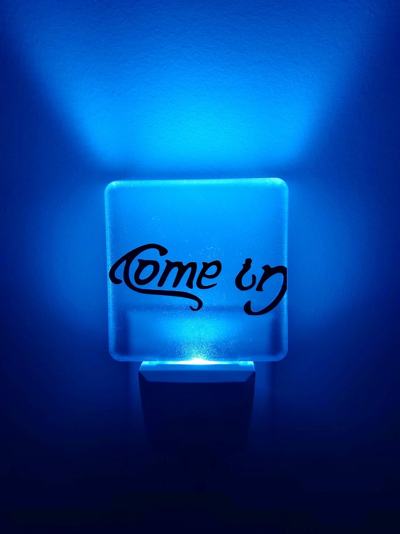 Come In Go Away Ambigram Plug In Night Light Reversible Affordable LED Lights Cheap Monogram Plug-In Night Light Gift Idea Under 20 image 2