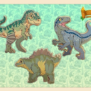 Jurassic Franchise Dinosaurs 1.75&quot; Premium Hard Enamel Pin - Lapel Pin Gift