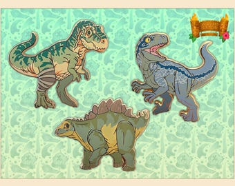 Épinglette en émail dur premium de 1,75 po. - Dinosaures de la franchise jurassique - Cadeau épinglette