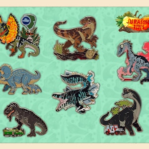 Jurassic Franchise Dinosaurs 2&quot; Premium Hard Enamel Pin - Lapel Pin Gift