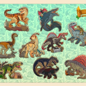 Jurassic Franchise Dinosaurs 2&quot; Premium Hard Enamel Pin - Lapel Pin Gift