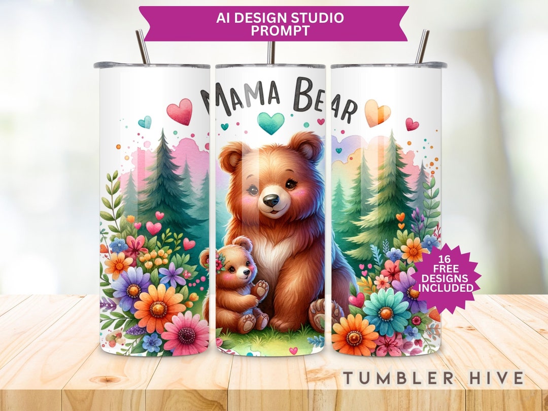 Mom Bear Tumbler Wrap, 20 Oz Skinny Sublimation Tumbler Design, Mama ...