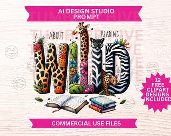 Wild About Reading PNG: Book Lover Sublimation Design (Digital Download)