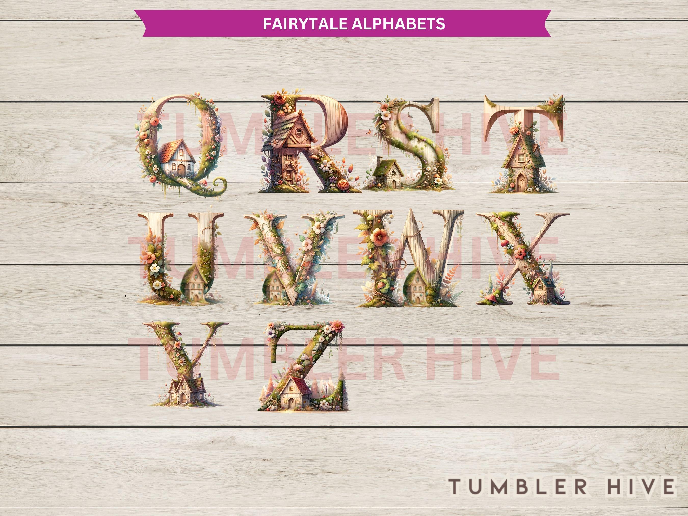 Cottagecore Alphabet Tumbler Wrap: Fairytale Letter PNG (digital ...