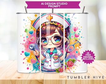 Floral Stethoscope Nurse Tumbler Wrap, PNG Design (Digital Download