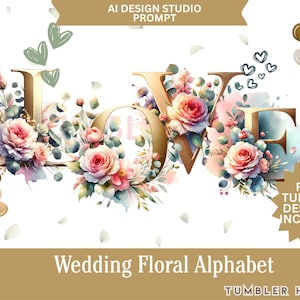 Letras del alfabeto floral en acuarela, elegante monograma, clipart floral, monograma de acuarela, letras de boda, clipart botánico POD OK