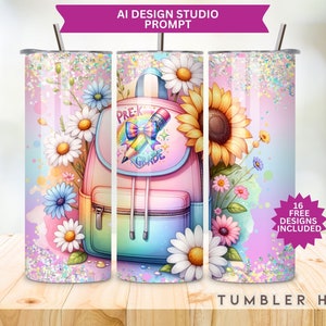 Teacher Appreciation Tumbler Wrap: Floral Backpack Design (PNG Download)
