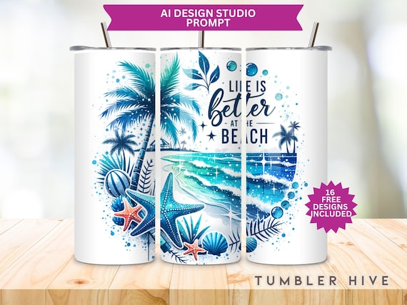 Beach Sunset Tumbler Wrap: 20 oz Skinny Sublimation Design (PNG Digital Download)