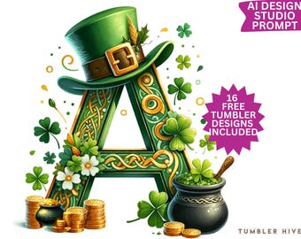 St Patricks Day Alphabet PNG | Leprechaun Hat, Shamrock ABC Clipart (Digital Download)