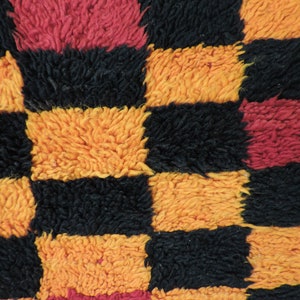 ALFOMBRA A CUADROS, Alfombra bereber, Alfombra de pasillo, Alfombra de tablero de ajedrez, Alfombra vintage, hecha a mano, Alfombra de pasillo, 78x193 cm, 2.56x6.33 ft