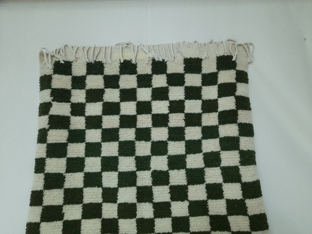 Gemütlicher Karo-Teppich Aus Baumwolle - Perfekt Für Drinnen & Draußen In Marineblau/Weiß, 129.5x61 Cm