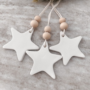 Skandi Stars décorations d'arbres en argile Étoiles Décorations pour arbres de Noël Pendentif en argile Arbre de Noël scandinave minimaliste nordique 3er Set groß