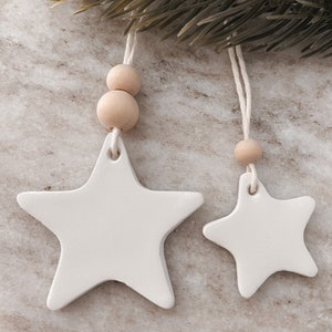 Skandi Stars décorations d'arbres en argile Étoiles Décorations pour arbres de Noël Pendentif en argile Arbre de Noël scandinave minimaliste nordique image 5