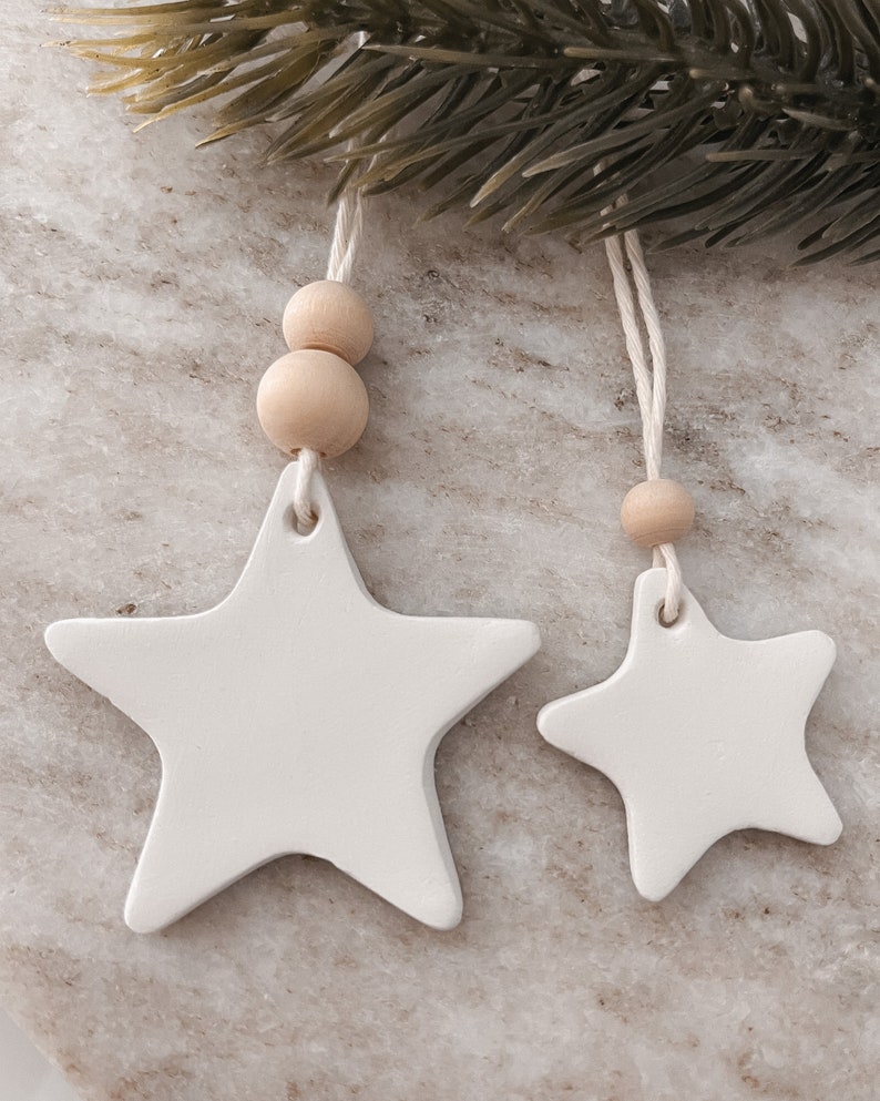 Skandi Stars décorations d'arbres en argile Étoiles Décorations pour arbres de Noël Pendentif en argile Arbre de Noël scandinave minimaliste nordique image 5