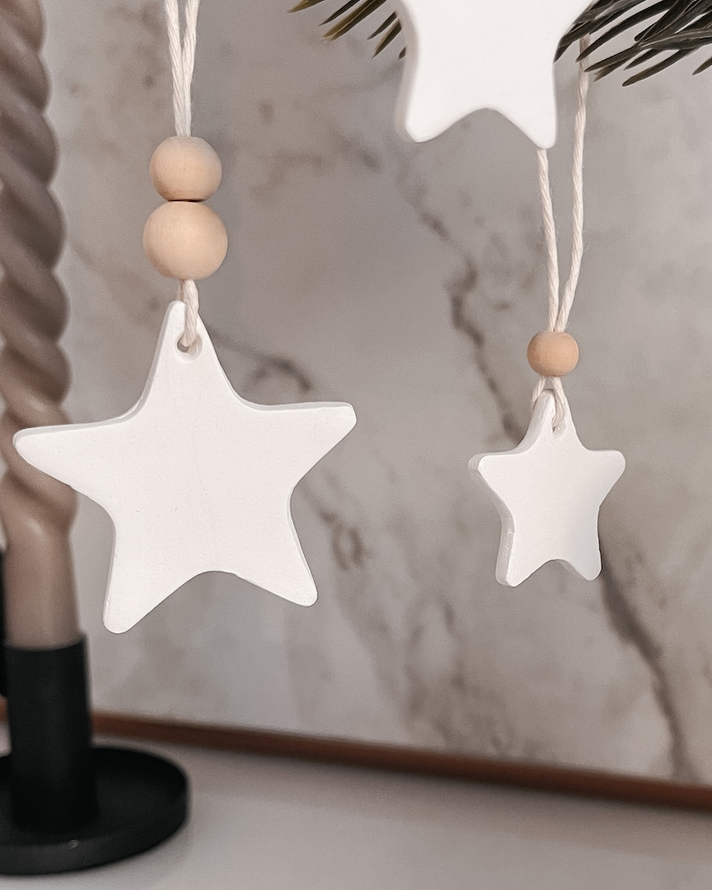 Skandi Stars décorations d'arbres en argile Étoiles Décorations pour arbres de Noël Pendentif en argile Arbre de Noël scandinave minimaliste nordique image 6