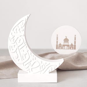 Figura decorativa de Ramadán, luna creciente, soporte decorativo, decoración oriental, Eid Mubarak, Ramadán Mubarak, Bayram