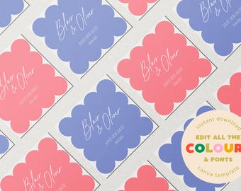Square Scallop Save the Date – Editable Canva Template & Instant Download!