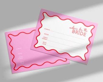 Pink and Red Wavy Advice for the Bride | Instant Digital Template | A5 & A6 | Bachelorette Party