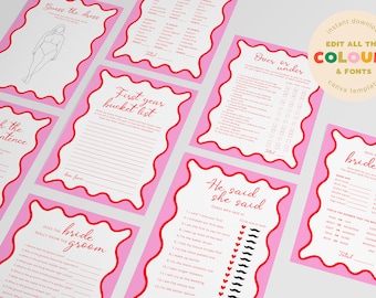 Pink & Red Hens Party Games | Editable Bachelorette Games (Digital)