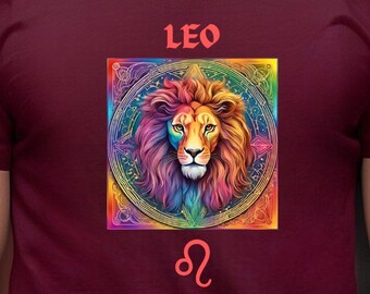 Rainbow Leo Zodiac T-shirt, July Birthday gift, June Birthday Gift, Unisex Shirt, Loose Fit Tee, LGBTQ Birthday Gift, Lion Zodiac shirt