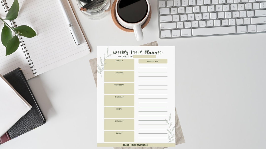 Weekly Meal Planner and Grocery List, Digital Weekly Meal Planner ...