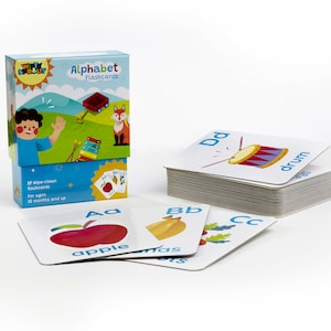 Tarjeta extra gruesa del alfabeto inglés para niños / 26 tarjetas flash / Tarjetas Montessori, Educación en el hogar / Primeras palabras del bebé