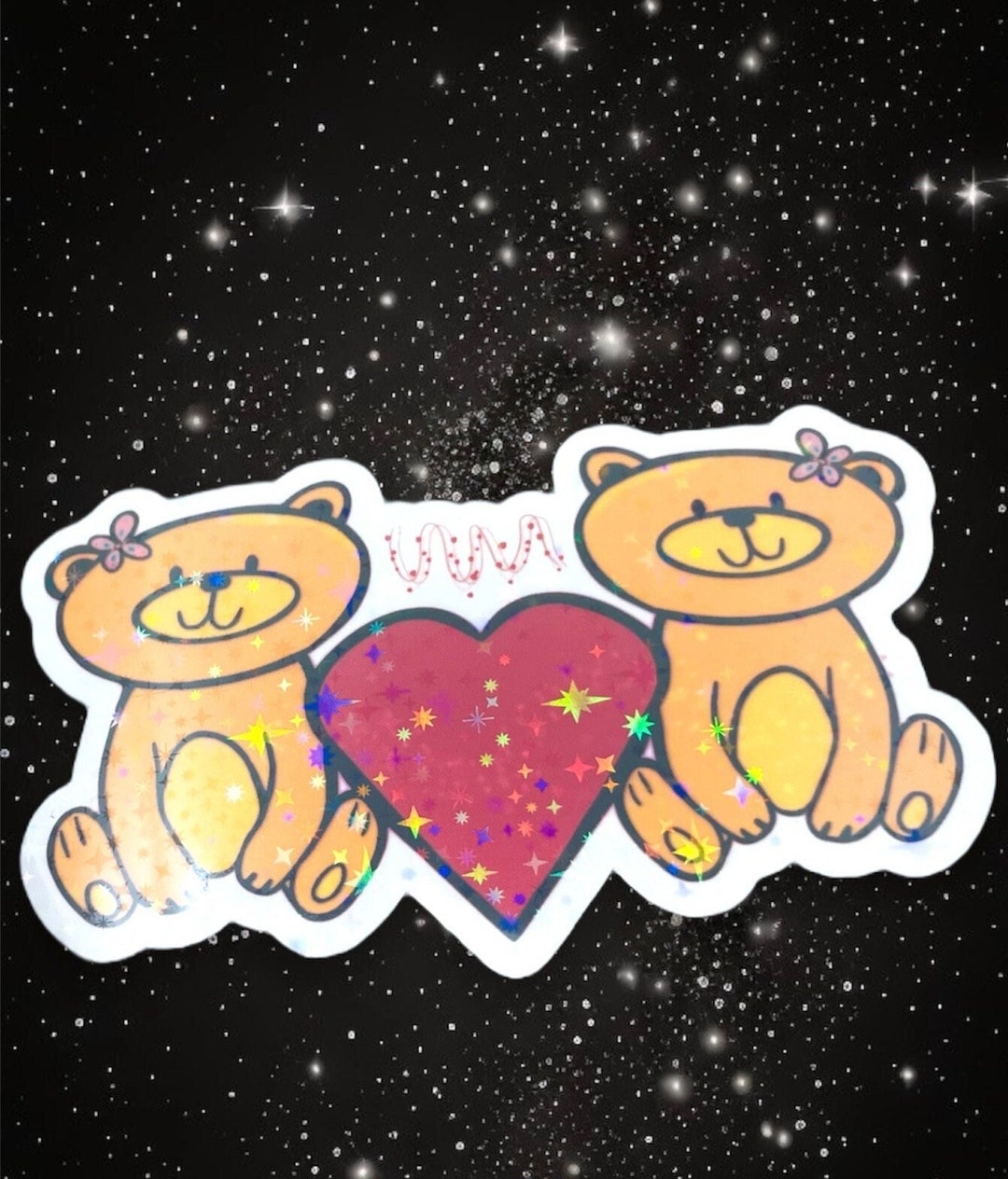 Twin Teddy Bear Die Cut Vinyl Stickers Lovely Teddie Die Cut Etsy