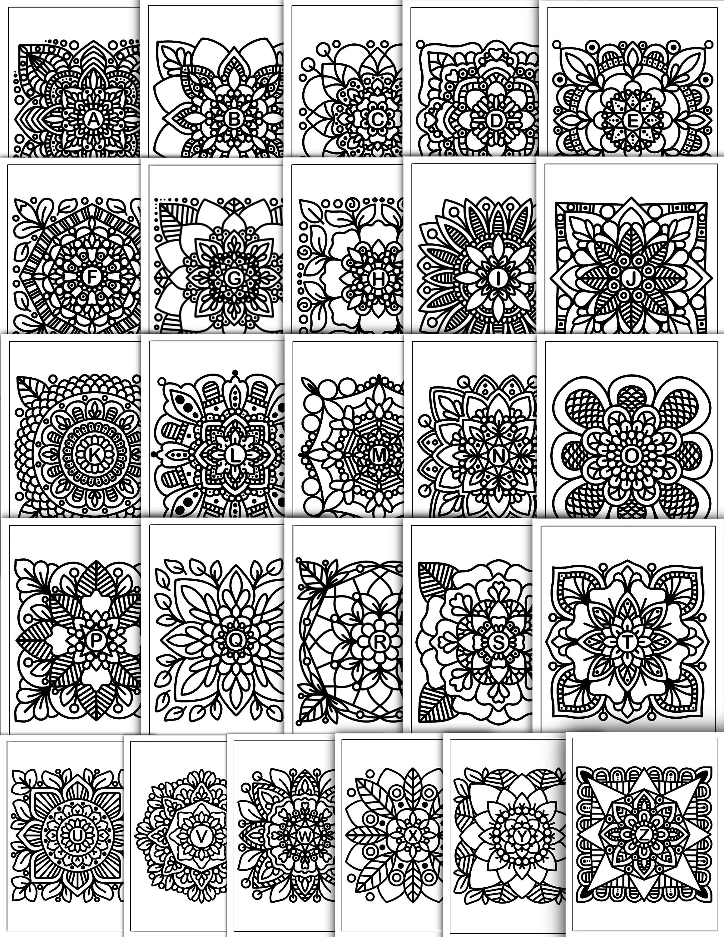 Mandala Alphabet Letters Coloring Pages, Printable Coloring Pages ...