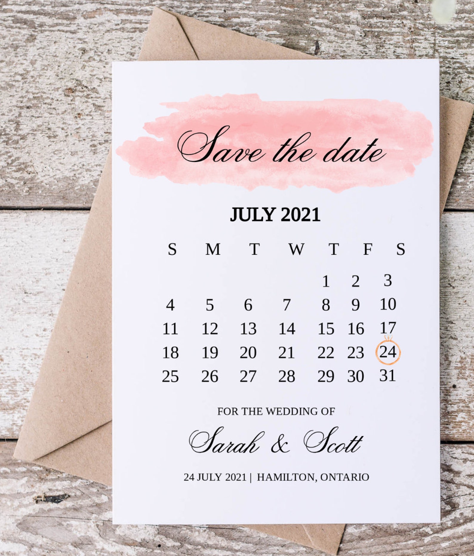 Calendar Save the Date Wedding Template Editable Instant Etsy