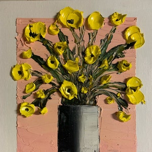 Pot O&#39; Pansies Impasto Oil Painting
