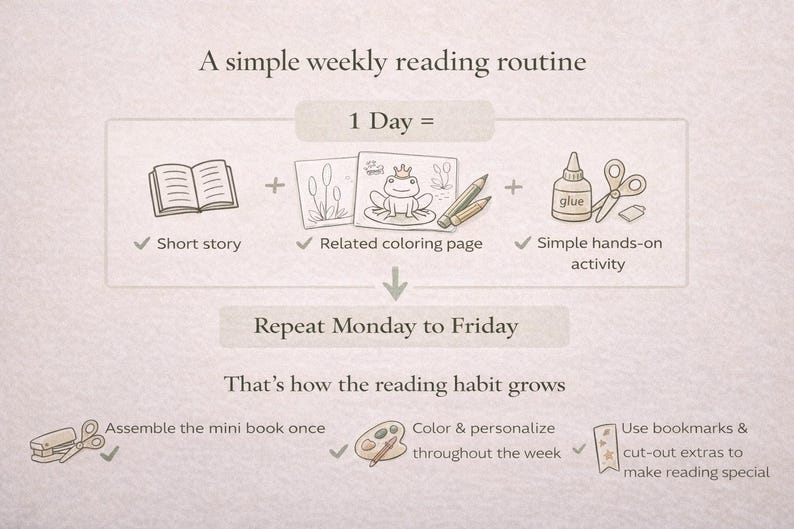 Weekly Reading Routine for Kids | Printable Mini Book With Stories and ...