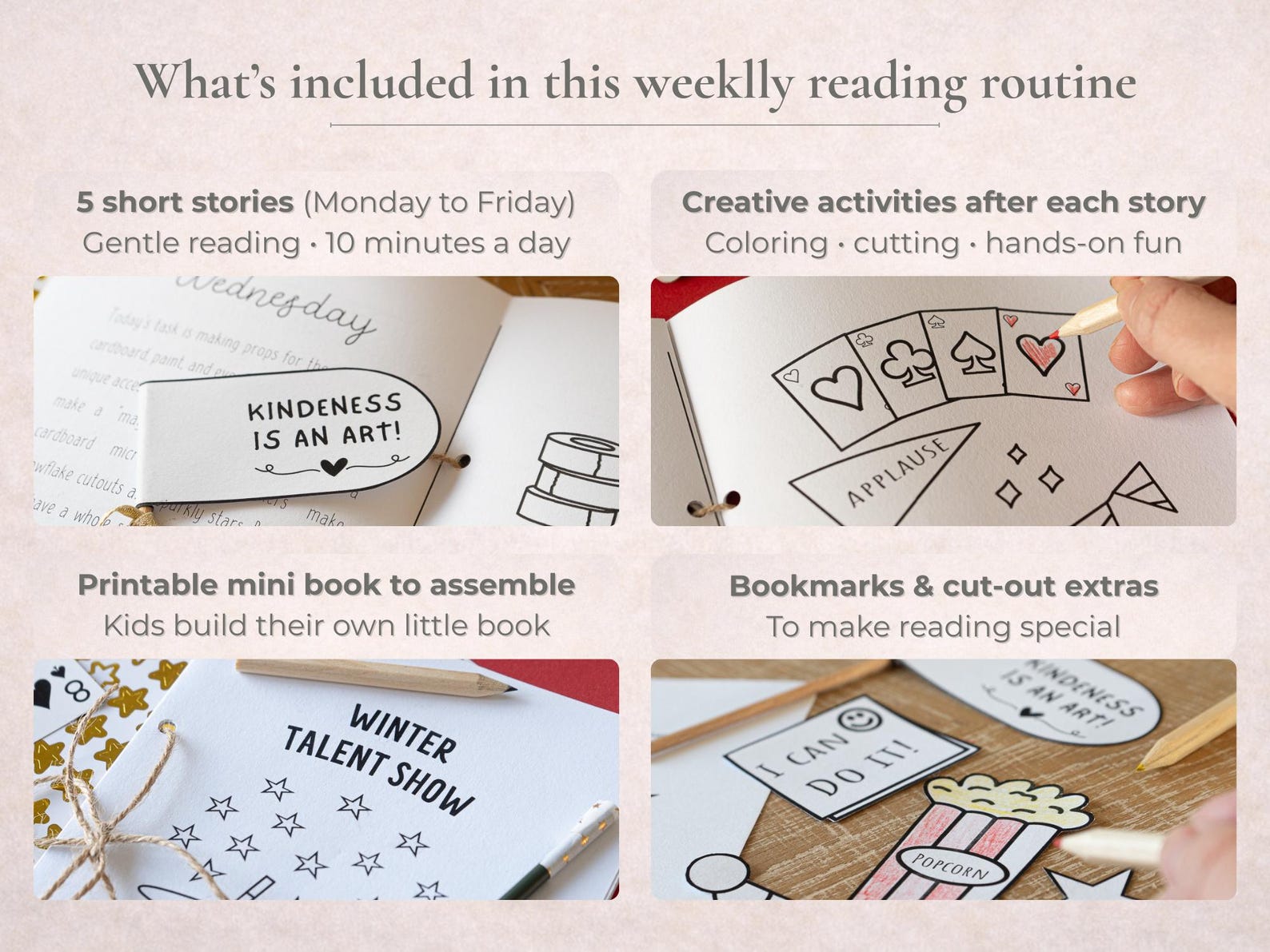 Read A Book Routine Visual Weekly Reading Routine for Kids | Printable Mini Book With Stories and ...