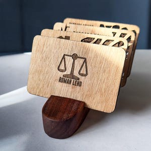 Laser-Cut Wooden Business Card with Holder – Custom Engraved Wooden Cards
