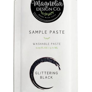May include: A sample packet of glittering black washable paste, 0.19 fluid ounces, from Magnolia Design Co. Made with love.