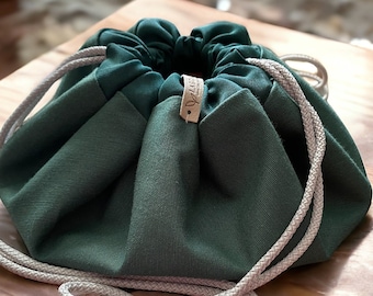 Green Makeup Bag | Cosmetic Case |Toiletry Bag | Make up | Drawstring | Handmade gift | Reversible | Christmas gift