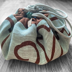 Linen drawstring makeup bag