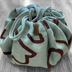 Leinen Kordelzug Schminktasche |Kosmetik |Kulturtasche Aufbewahrungstasche | Wildtiere Kordel | Flachs | Organisator