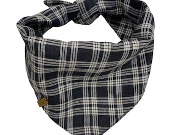 Plaid linen pet bandana|dog clothing|doggie accessories|puppy gift|tartan bandana|cat bandana|pet scarf|checkered|flax