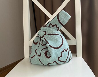 Petit sac japonais en lin avec noeud | Tendance maintenant