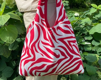Zebra print linen reusable grocery bag | Tote bag aesthetic | Best selling items | Shoulder bag | Handmade gift