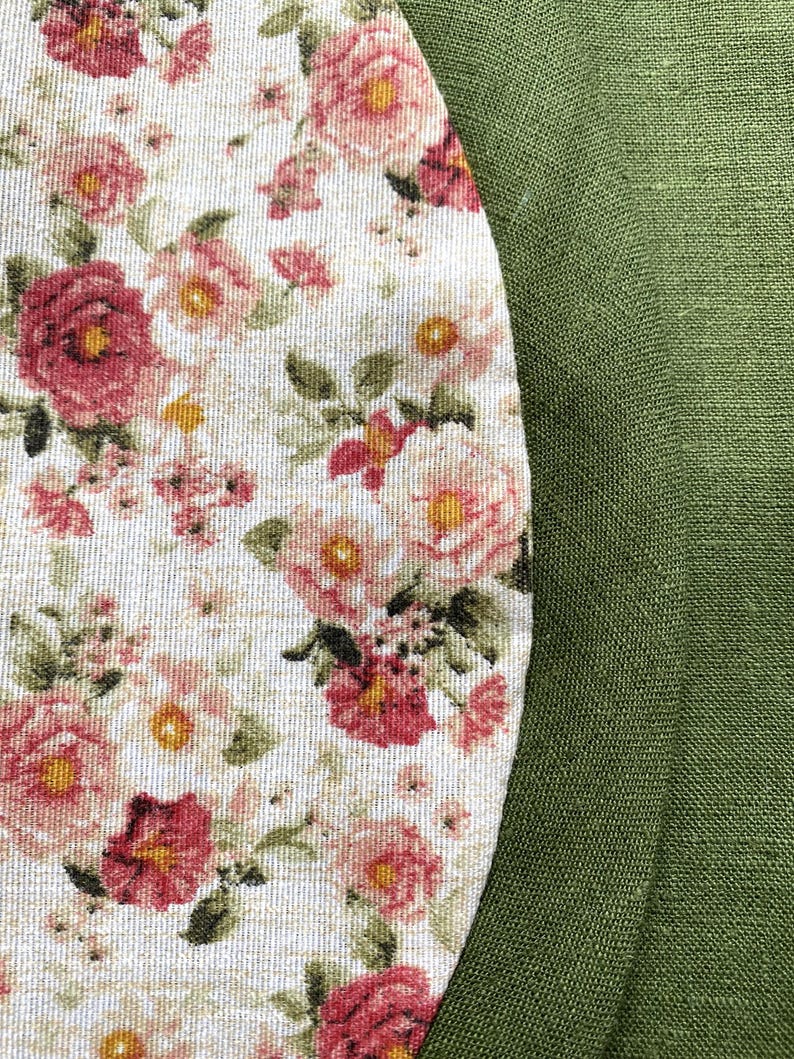 Floral linen drawstring makeup bag | Cosmetic bag | Makeup organizer | Travel | Linen toiletry bag | Linen drawstring pouch image 6