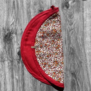 Floral linen drawstring makeup bag | Cosmetic bag | Makeup organizer | Travel | Linen toiletry bag | Linen drawstring pouch image 5