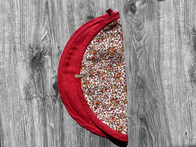 Floral linen drawstring makeup bag | Cosmetic bag | Makeup organizer | Travel | Linen toiletry bag | Linen drawstring pouch image 5