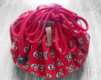 Gothic skull drawstring pouch |skull makeup bag |gothic cosmetic bag |make up pouch |Halloween toiletry bag|goth girl gift|gothic lover gift