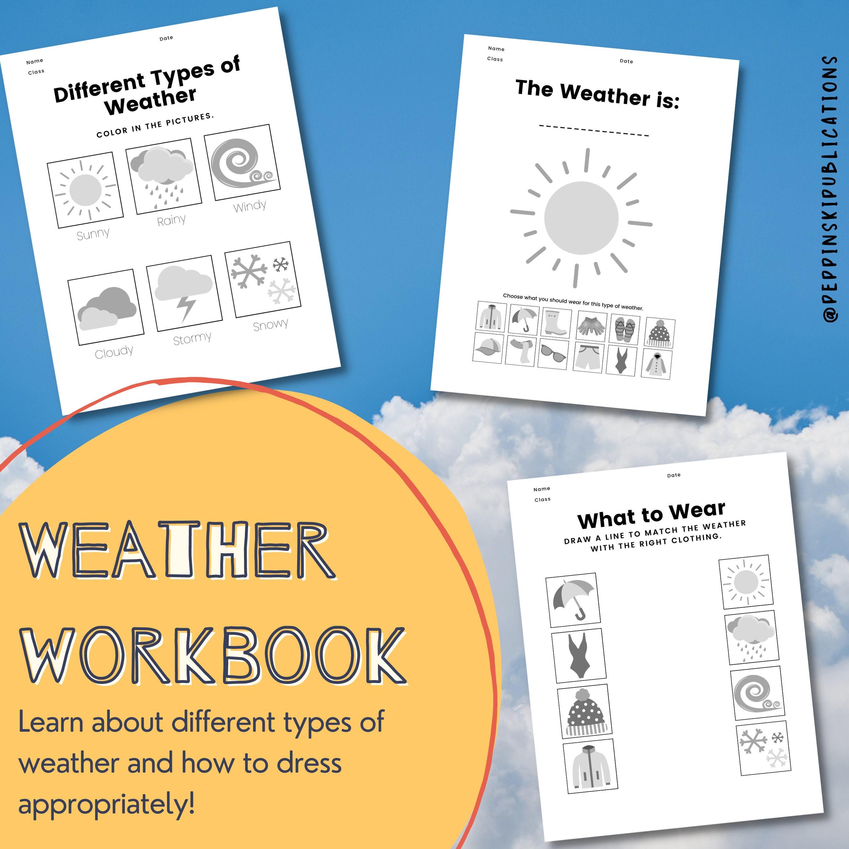 weather worksheets science workbook kindergarten etsy