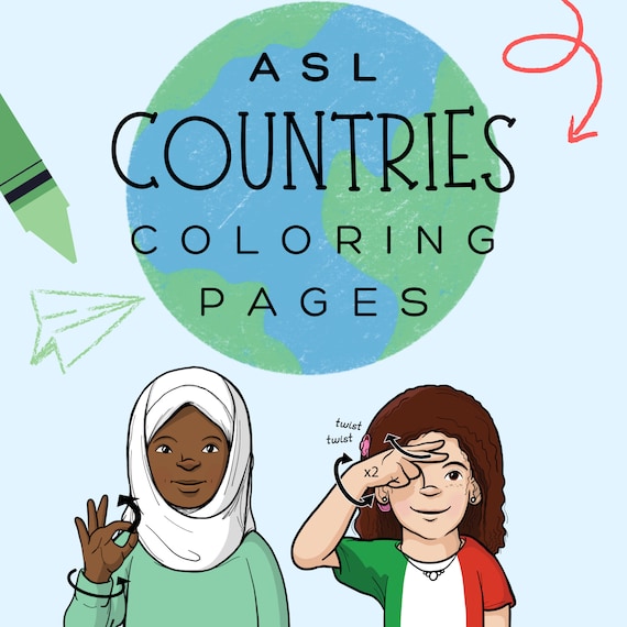 ASL Countries Coloring Pages | Educational Coloring Pages, Beginner ASL