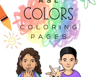 Disegni da colorare ASL - Impara i tuoi colori! / Risorse educative, Linguaggio dei segni americano, Pagine da colorare